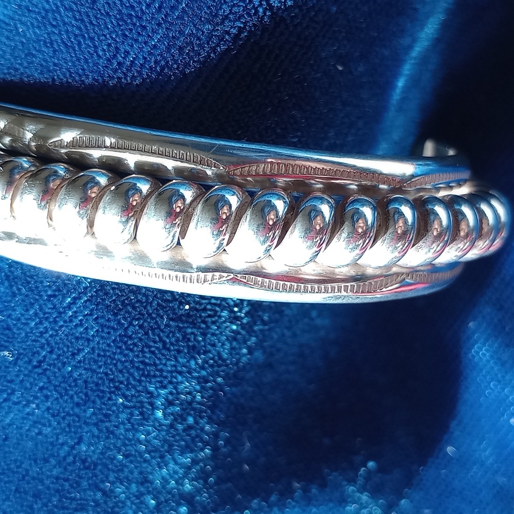 Sterling Silver Twisted Coil Cuff Bracelet Stamped Sterling - Picture 2 of 16